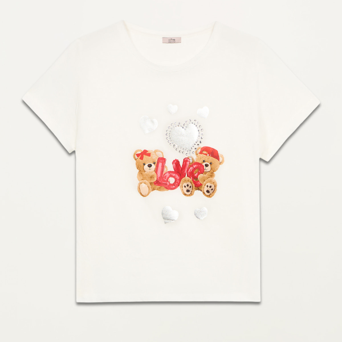 Oltre - Camiseta con estampado y aplicaciones - Blanco