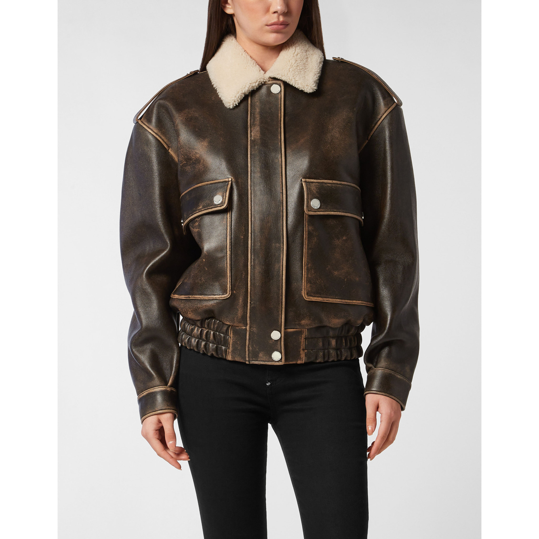 PHILIPP PLEIN Chaqueta de cuero SIGNATURE