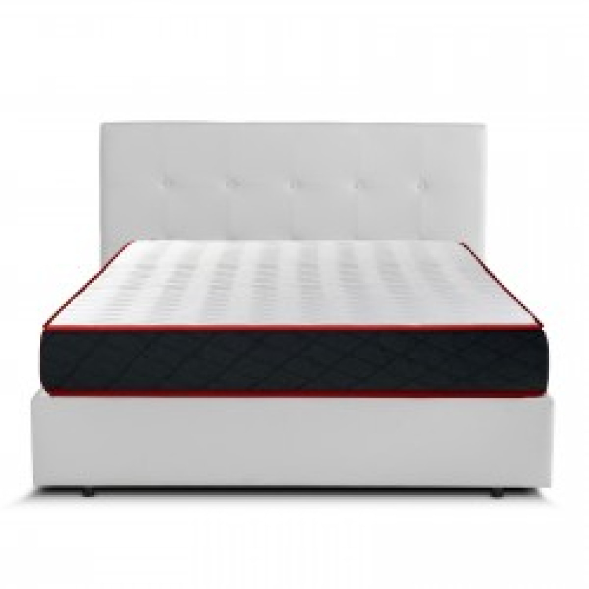 Lit coffre sommier relevable noir + Matelas Memoire de Forme | Modele Venise Simili Cuir | Grande capacite de stockage