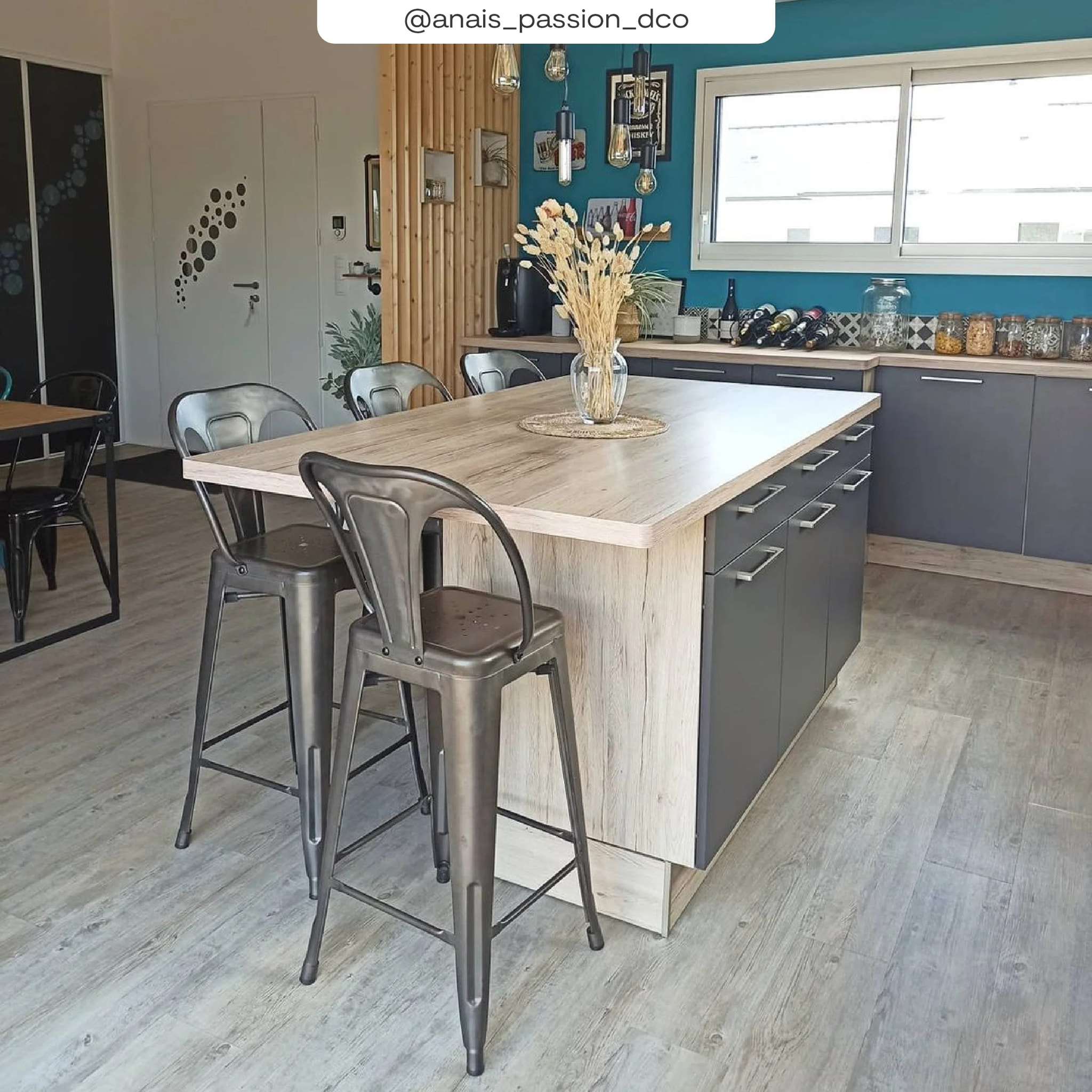 Lot de 2 chaises pour îlot central 67 cm en métal gris acier - Indus