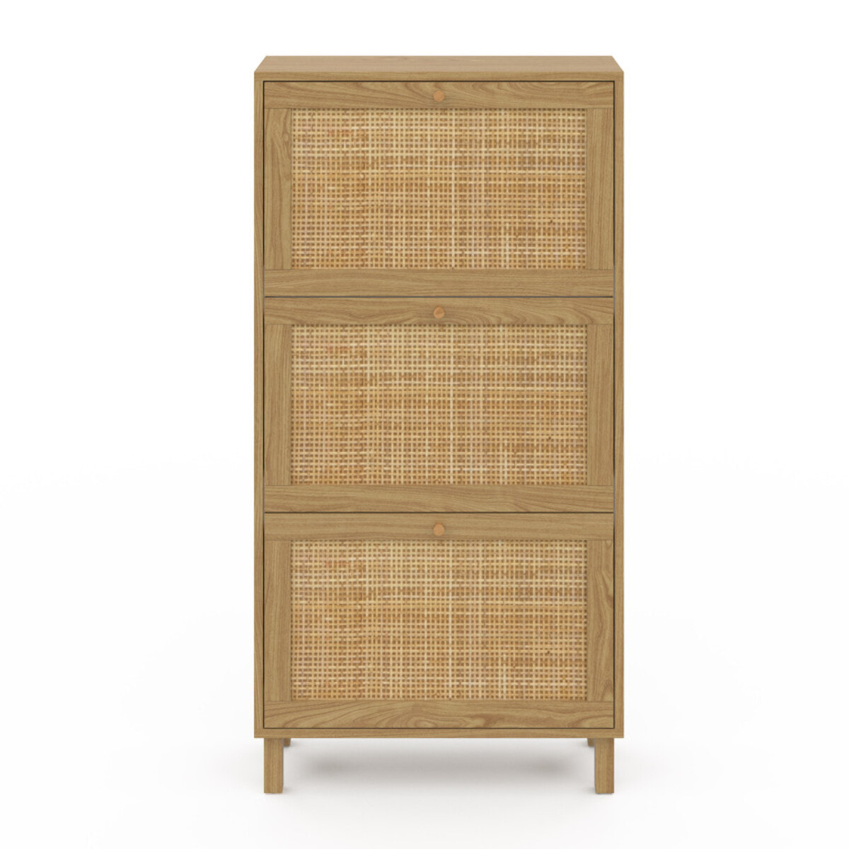 Meuble chaussures Erin 3 portes en cannage - 18 paires