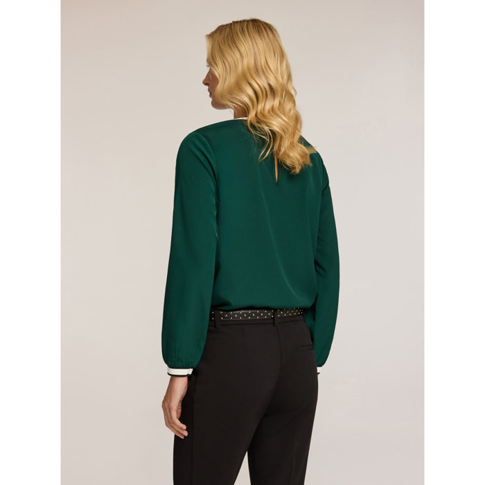 Motivi - Blusa con bordi a contrasto - Verde