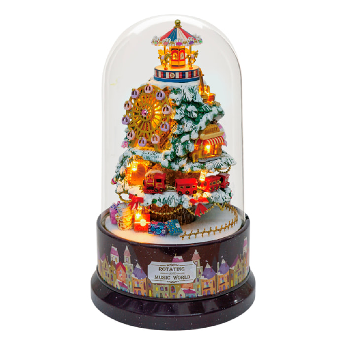 Paradiso di neve. Modello 3D realistico con grande dettaglio, copertura antipolvere, luci LED e base rotante con musica.