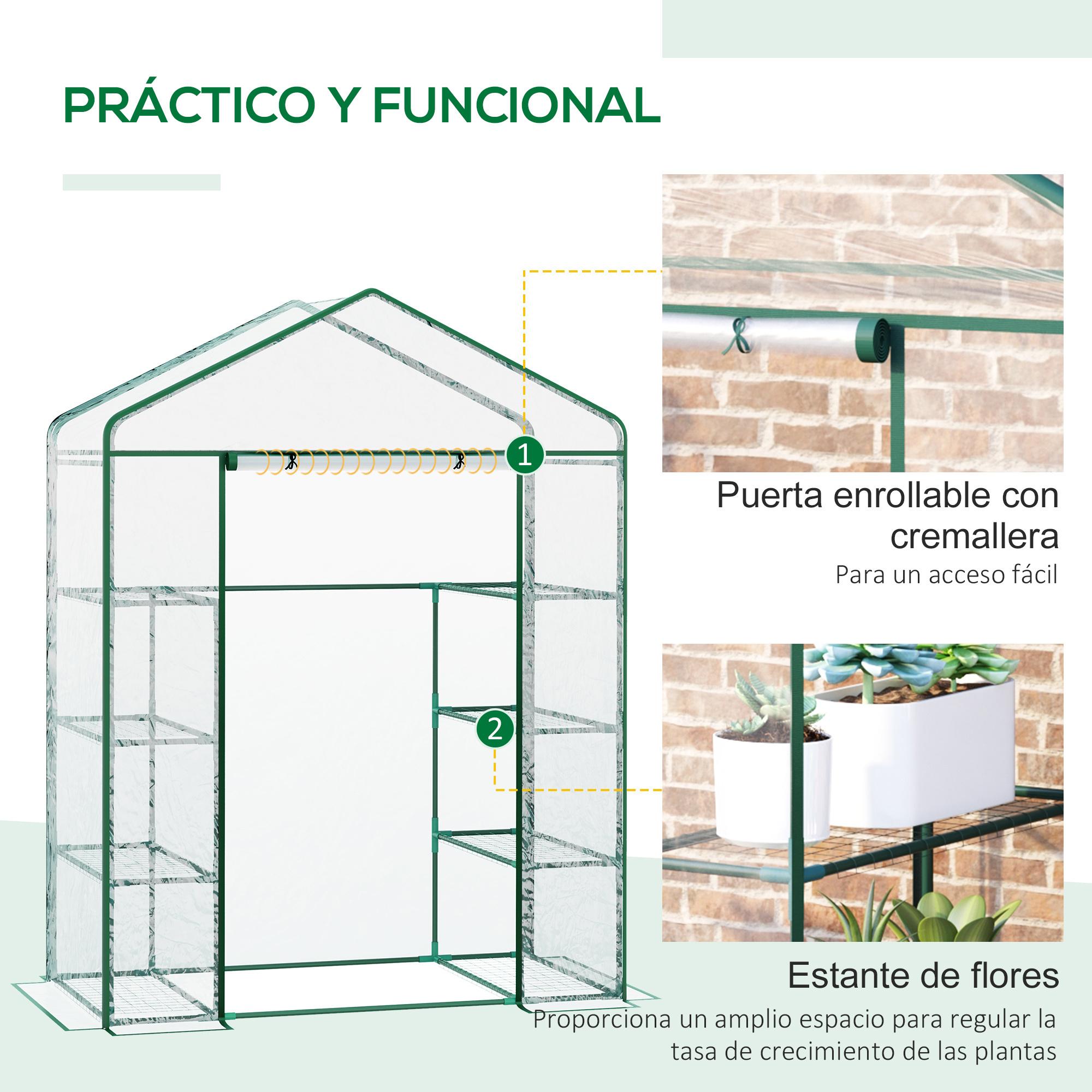 Invernadero de Jardín Caseta para Cultivos Plantas Tomates Flores 143x73x195cm