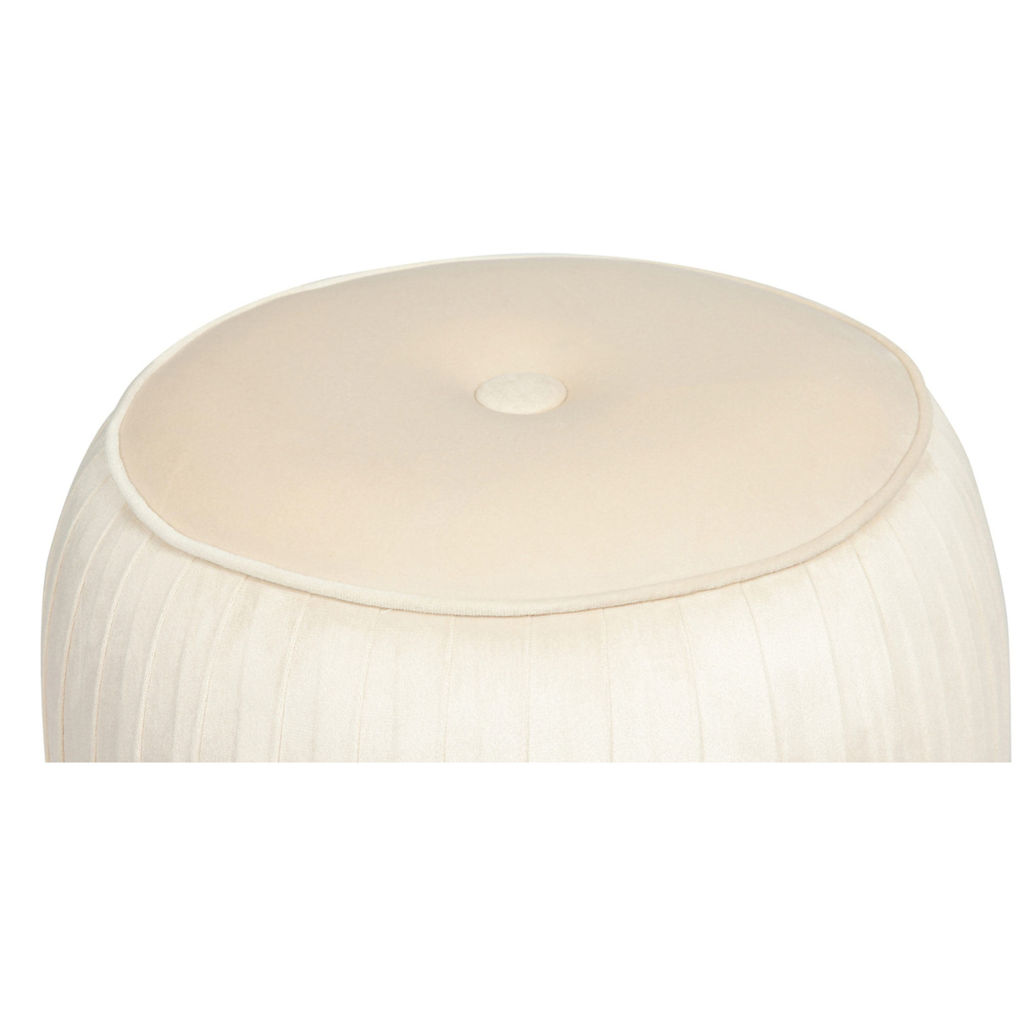 Pouf in velluto Lyla crema con base dorata