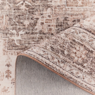 OTTOMAN - Tapis à poils courts doux à motif vintage beige