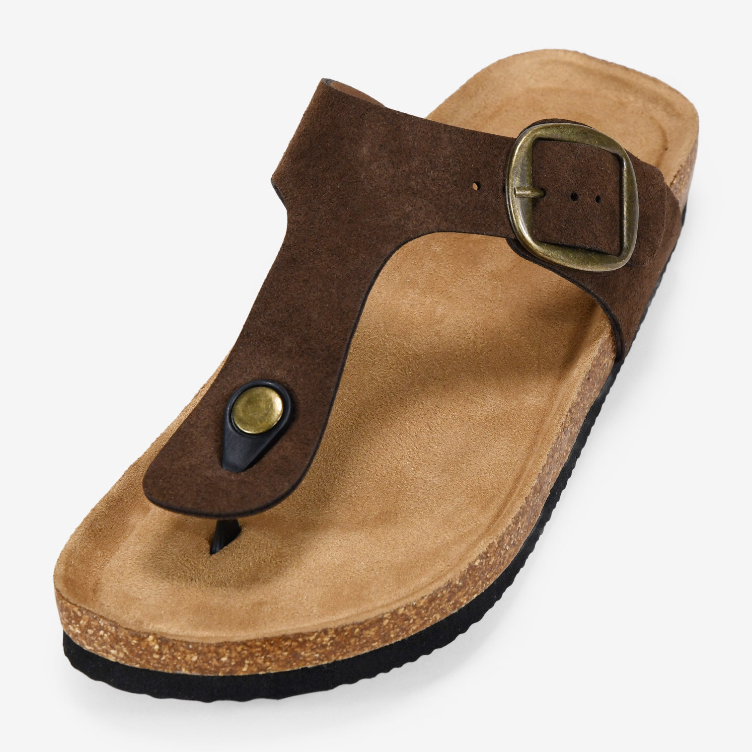 Sandalias de dedo marrones en piel