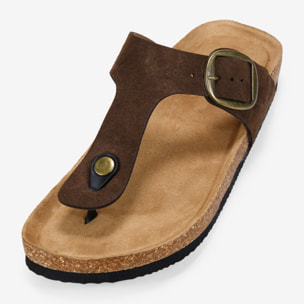 Sandalias de dedo marrones en piel