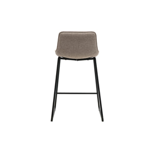 Tabourets de bar en tissu taupe et métal noir H65 cm (lot de 2) BOOST