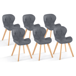 Chaises Gatsby en tissu et pieds bois - Gris