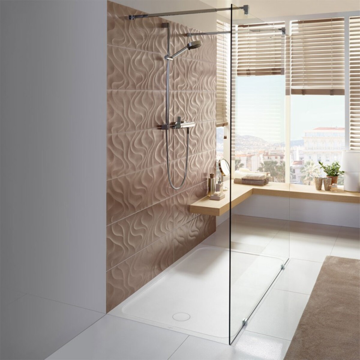 Receveur de douche antidérapant 120 x 90 Lifetime Plus Cerasoft céramique blanc + Bonde blanc