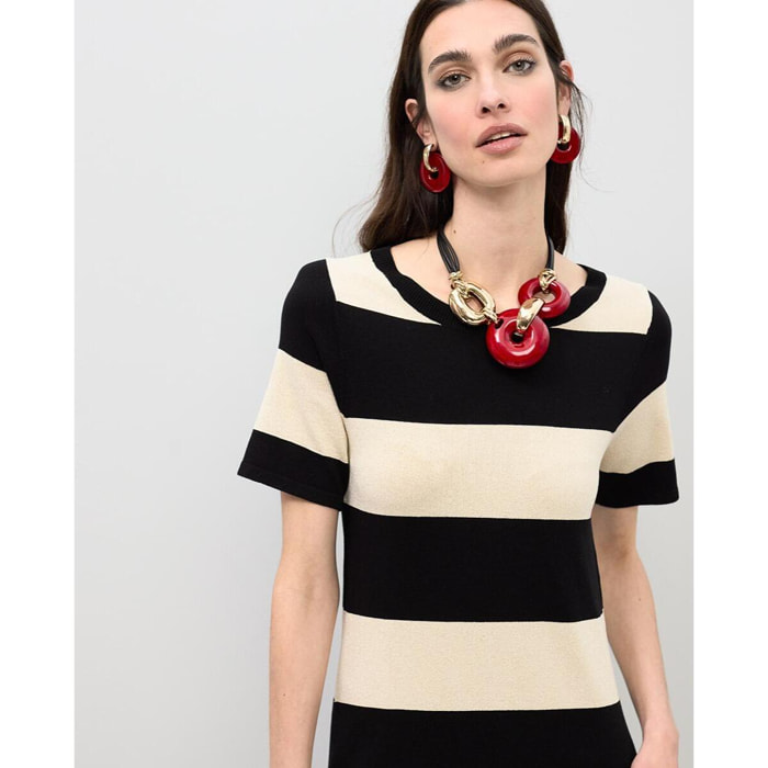 Abito in maglia a righe bicolore