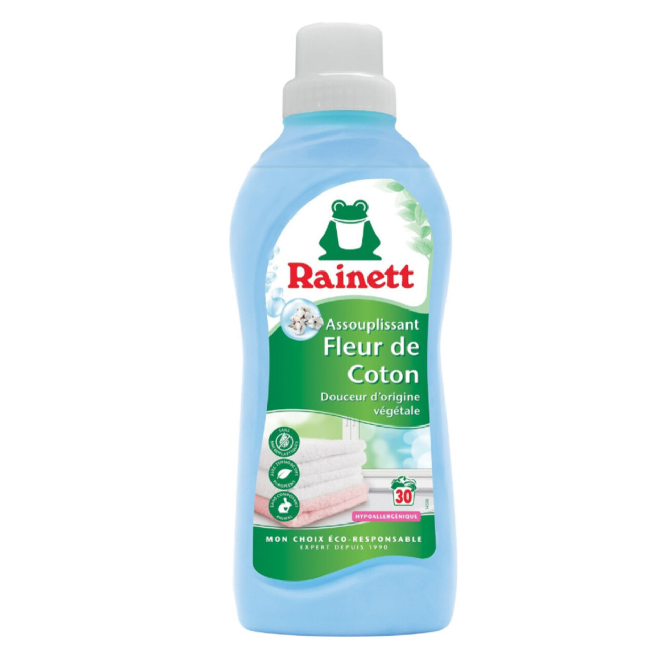 Pack de 8 - Rainett - Assouplissant Ecologique Concentré Fleur de Coton 750ml - 31 lavages