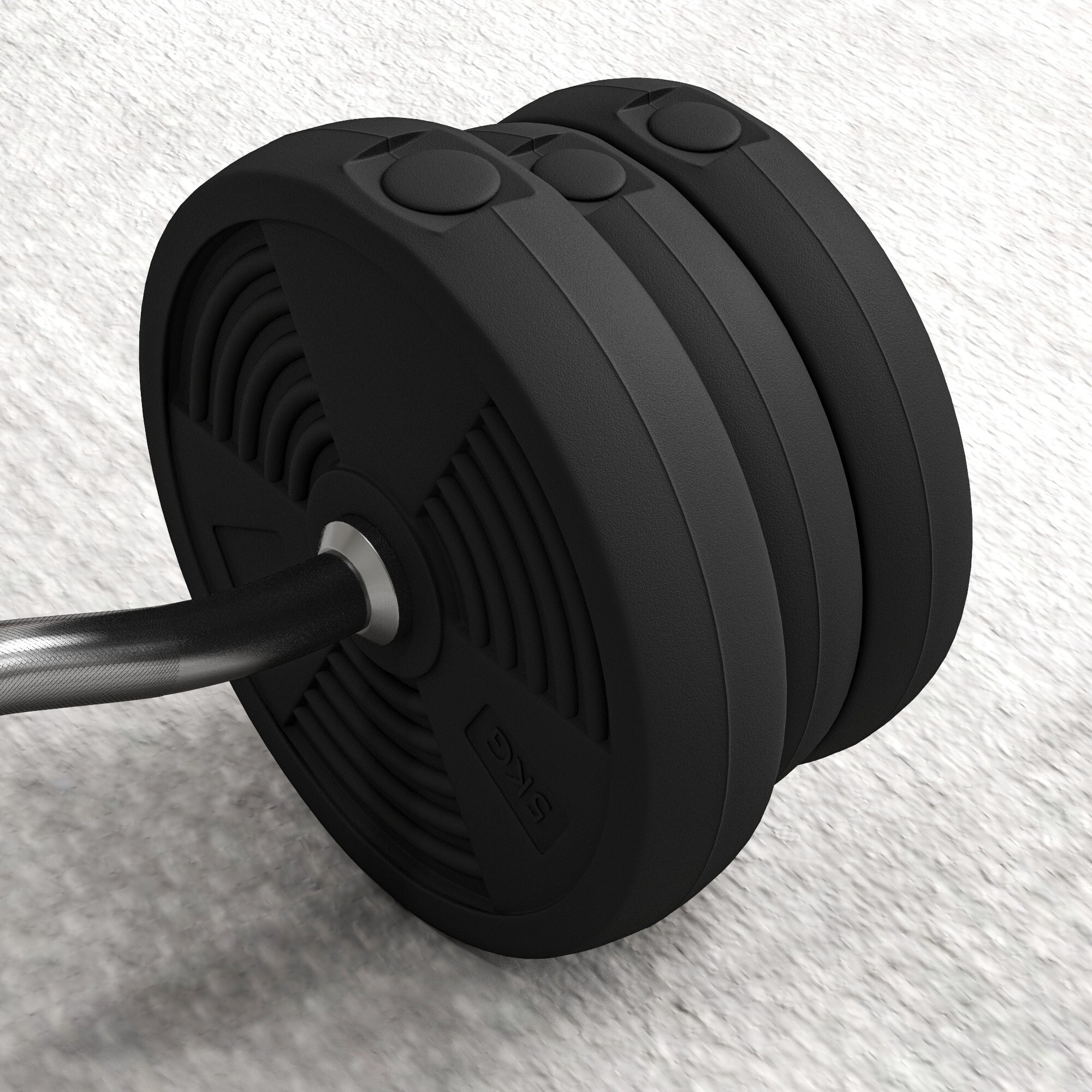 Ensemble d'haltères 25 kg total, barre d'haltère avec disques de poids 5 kg et 2,5 kg, barre longue, avec poignée antidérapante, exercices de fitness entraînement à la maison et gym, noir