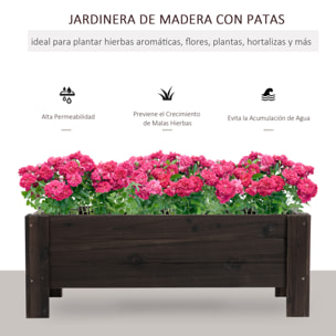 Jardinera de Madera Arriate Rectangular para Flores y Plantas 100x36,5x36cm