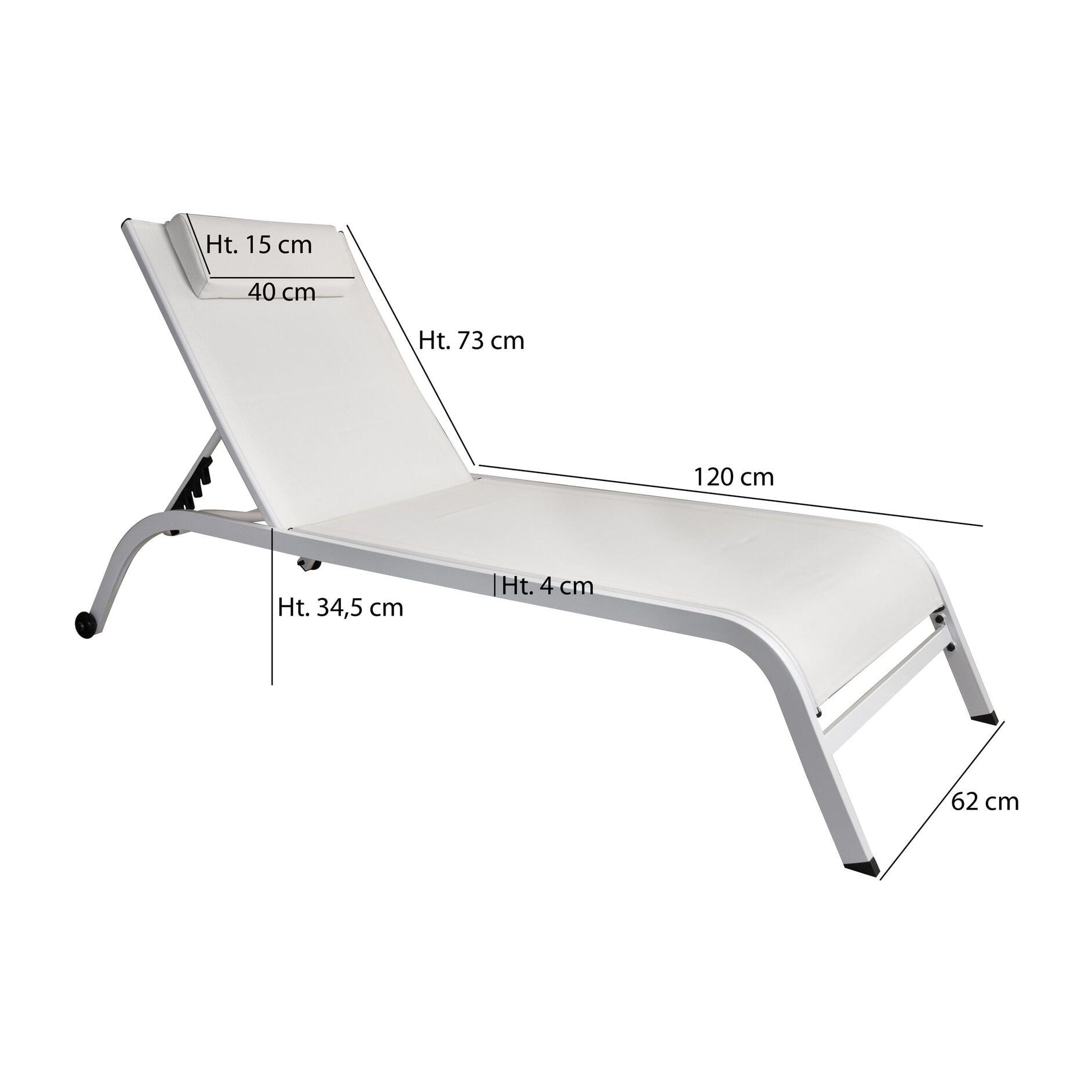 Lot de 2 chaises longues en acier inoxydable blanc NAPOLI