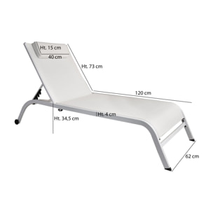 Lot de 2 chaises longues en acier inoxydable blanc NAPOLI