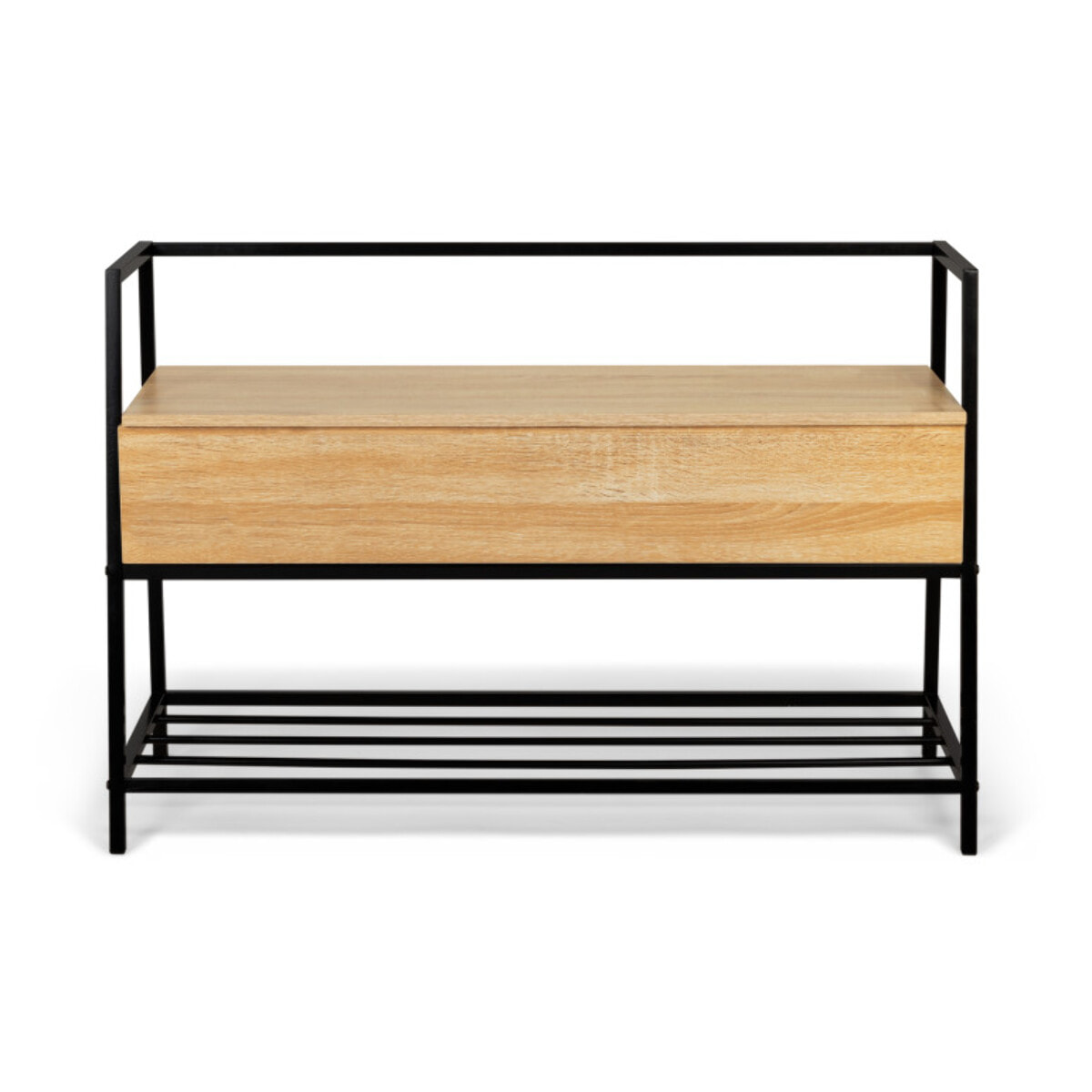 Banc coffre Timéo bois et pieds noirs L100cm