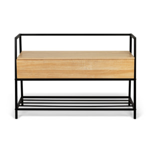 Banc coffre Timéo bois et pieds noirs L100cm