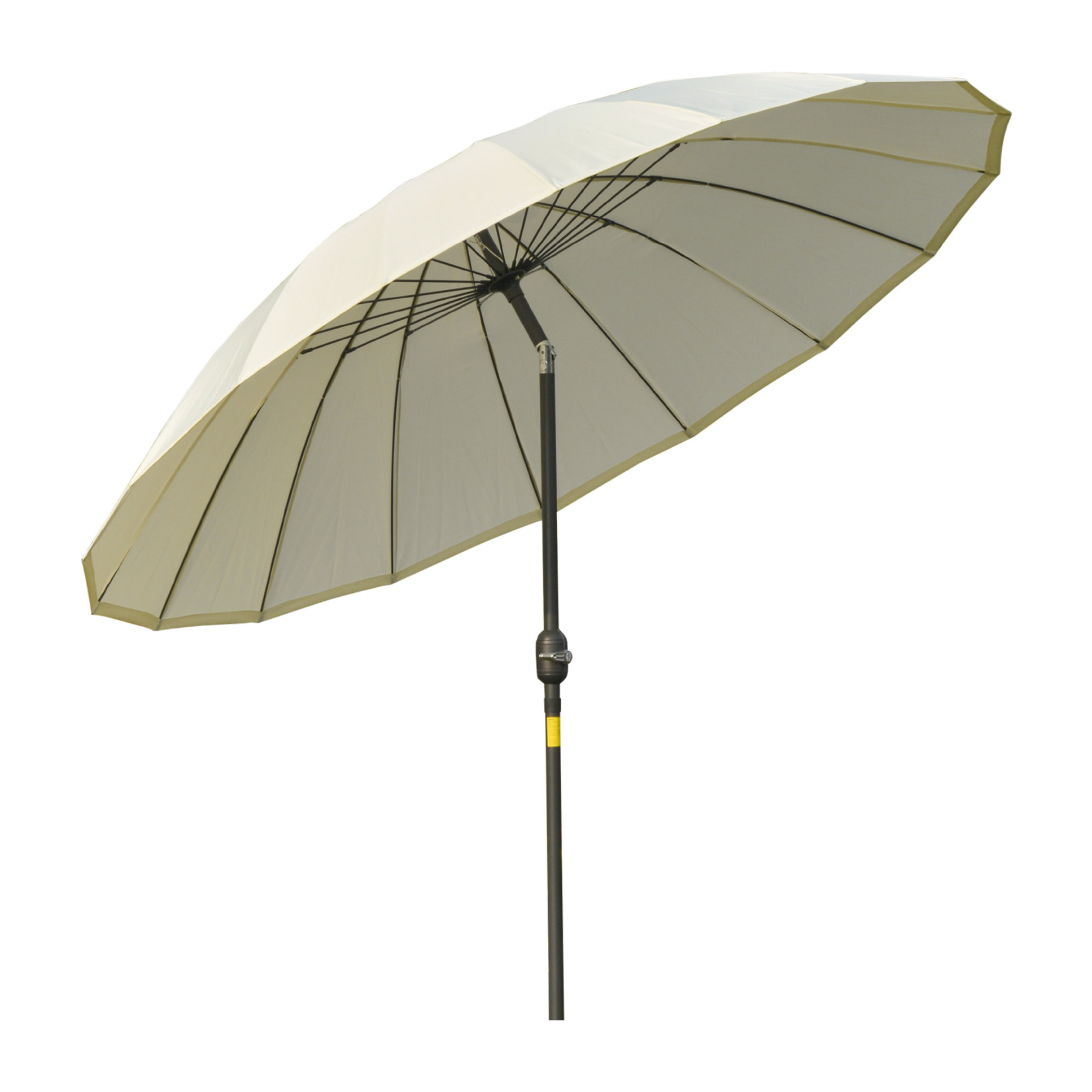 Parasol inclinable rond avec manivelle métal fibre de verre Ø 2,55 m polyester haute densité beige