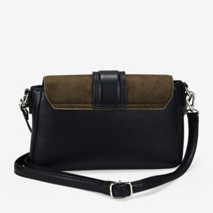Bolso de hombro negro y caqui con solapa