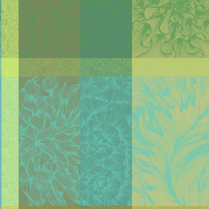Serviette pur coton motif jacquard vert Mille petales chlorophylle