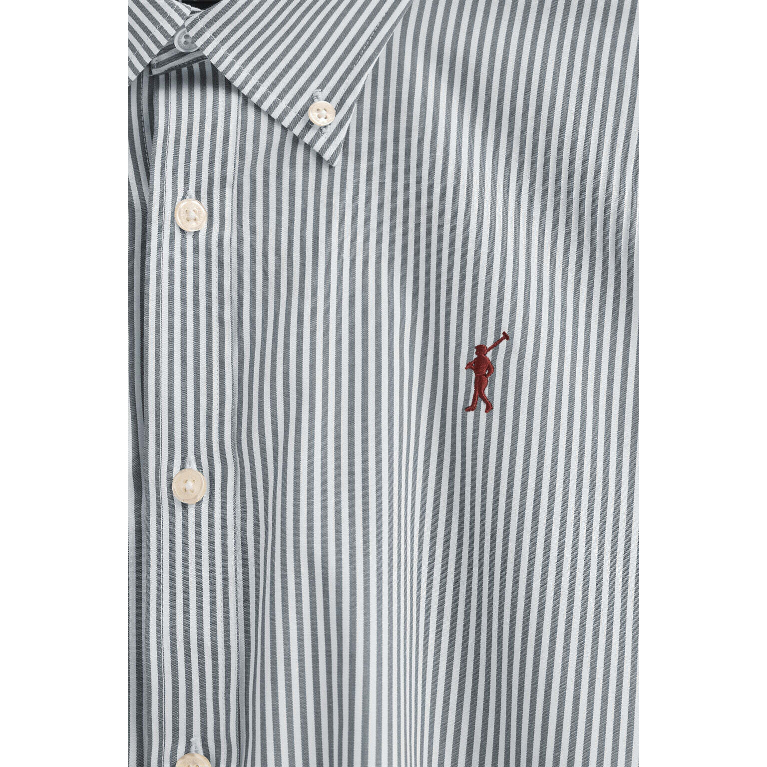 Camisa azul marino de rayas y corte regular con logo Rigby Go