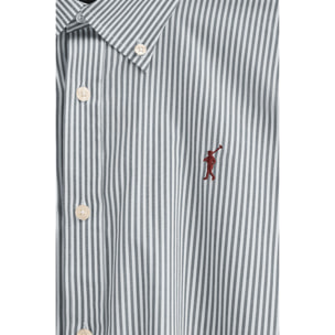 Camisa azul marino de rayas y corte regular con logo Rigby Go