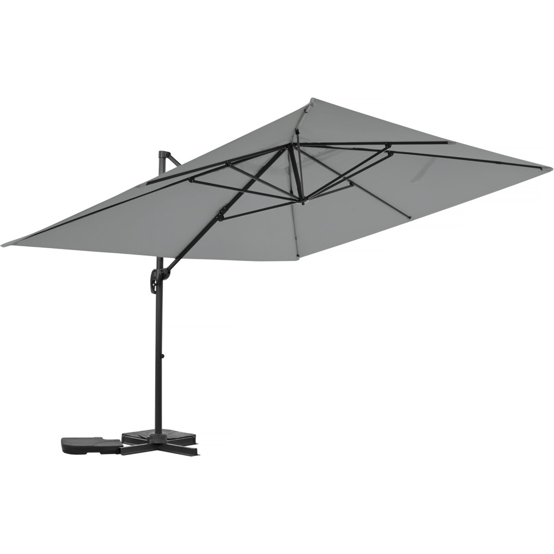 Parasol jardin déporté en aluminium "Sky 4" - 3 x 4 m - Gris