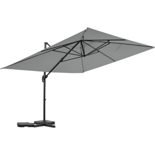 Parasol jardin déporté en aluminium "Sky 4" - 3 x 4 m - Gris