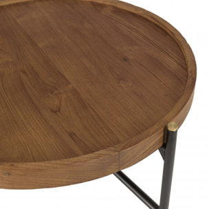 ALIDA - Table basse ronde 58x58cm plateau en teck recyclé