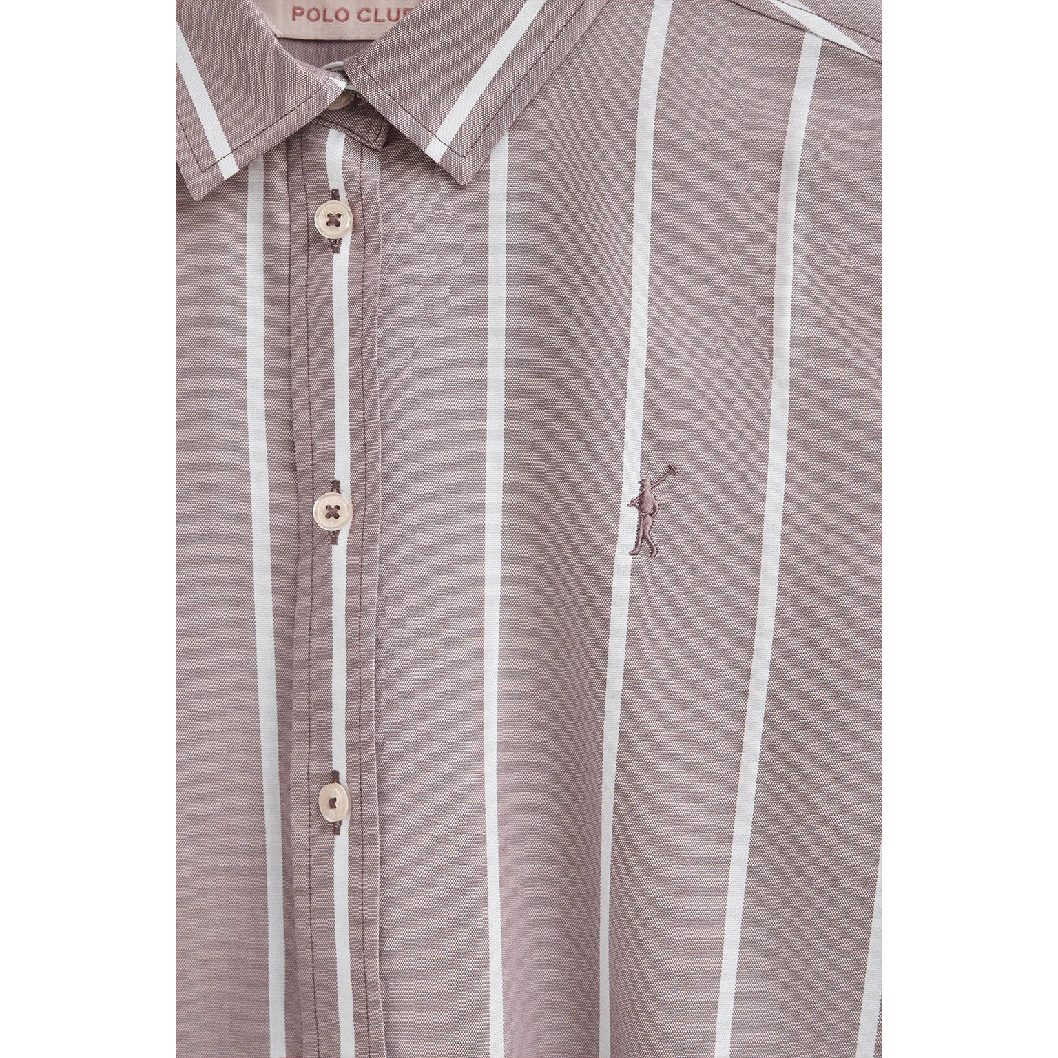 Camicia a righe rosa tortora relaxed fit con logo Rigby Go