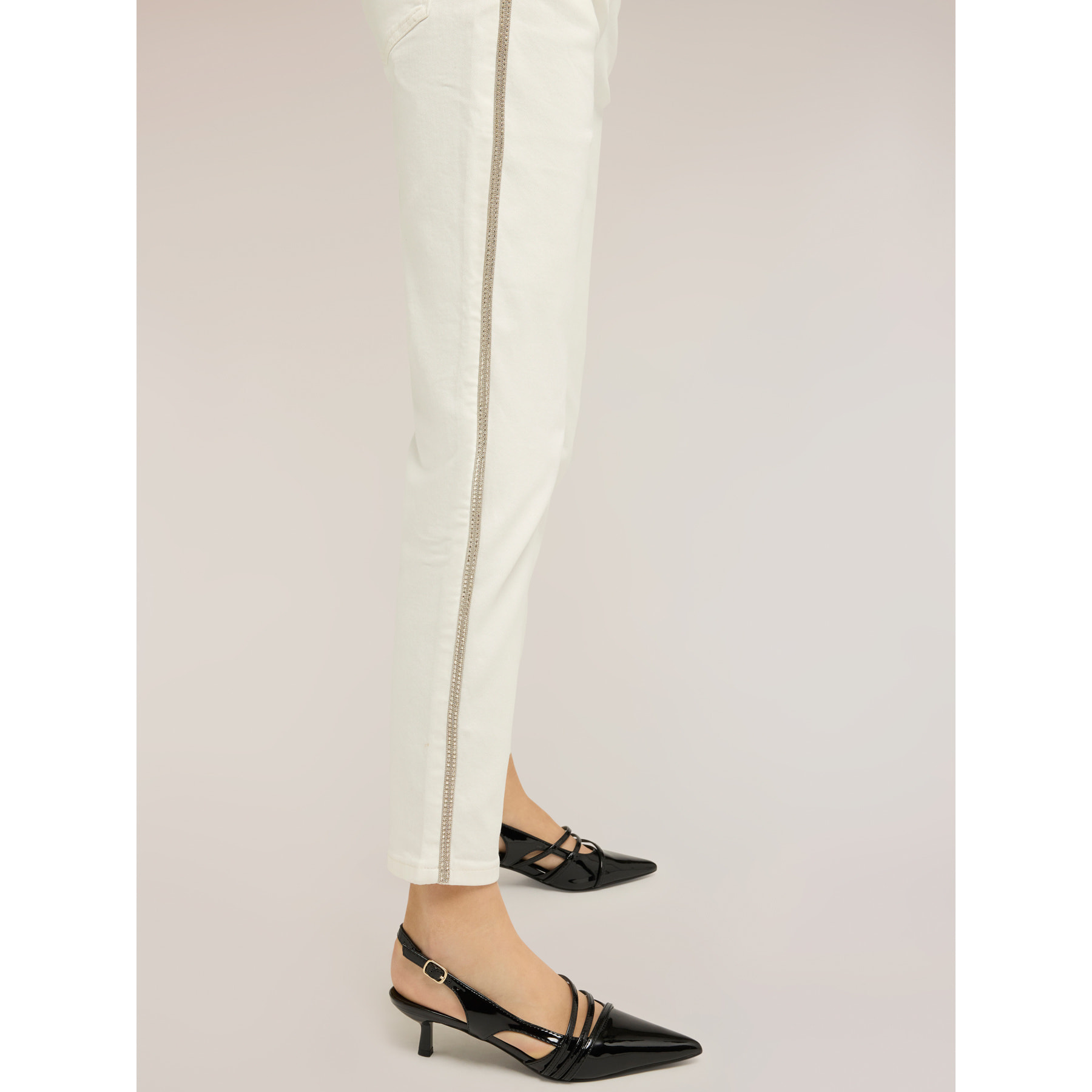 Motivi - Pantalones regular en drill con banda joya - Gris