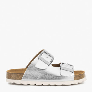 Sandalias Bio de Niña Plata Hebillas