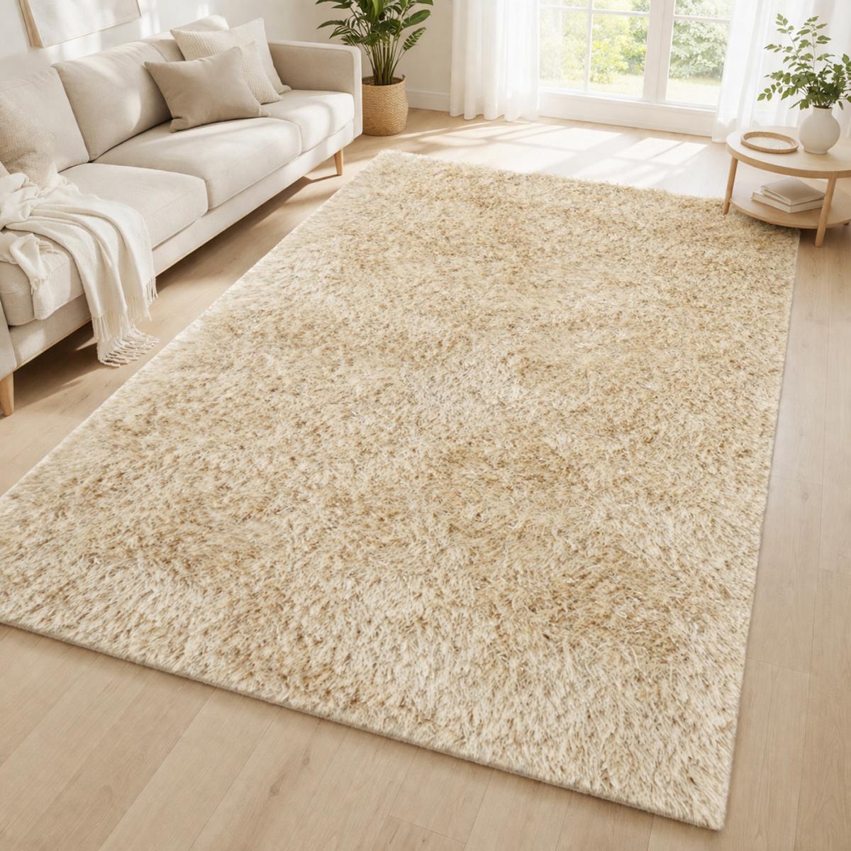 Tapis shaggy fait main motif uni HAGO