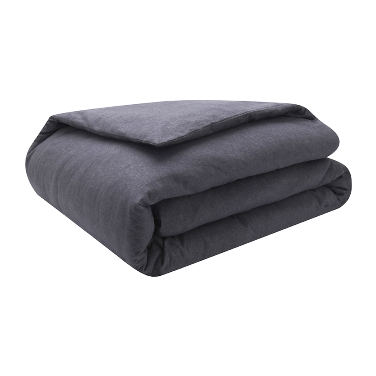 Housse de couette unie en flanelle de coton chambray, FRISSON, Gris Anthracite