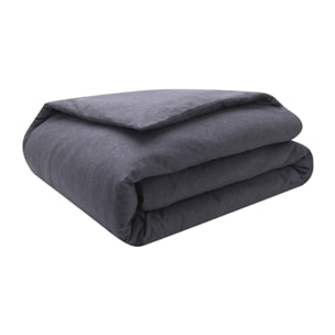 Housse de couette unie en flanelle de coton chambray, FRISSON, Gris Anthracite