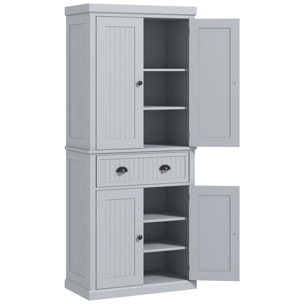 Buffet haut multi-rangement - 4 portes, grand tiroir - dim. 76L x 40l x 183H cm - gris