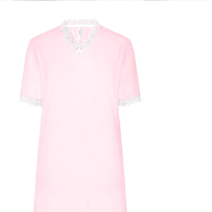 Camisón mujer con encaje escote en pico y clásica manga corta