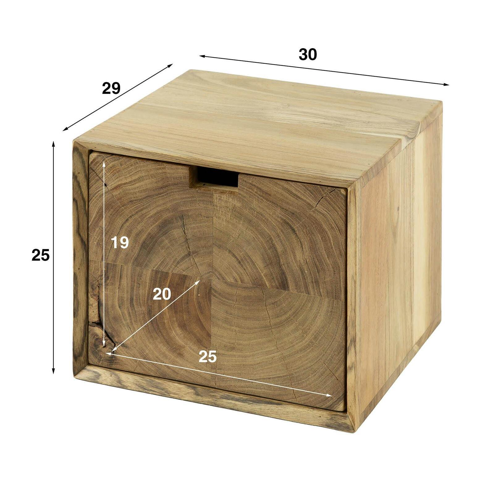 Table de chevet bois – 1 tiroir, forme cube MELBOURNE