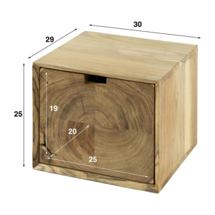 Table de chevet bois – 1 tiroir, forme cube MELBOURNE