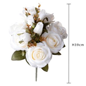 Bouquet Rose Anticato 39 Cm - Pezzi 4 - 18X39X18cm - Colore: Bianco - Bianchi Dino - Fiori Artificiali