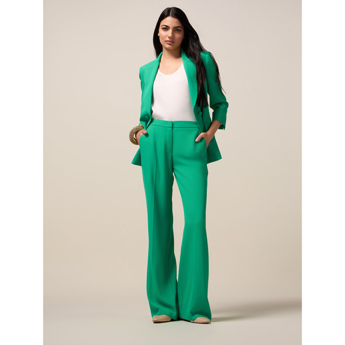 Oltre - Pantalones de pierna ancha en tejido fluido - Verde