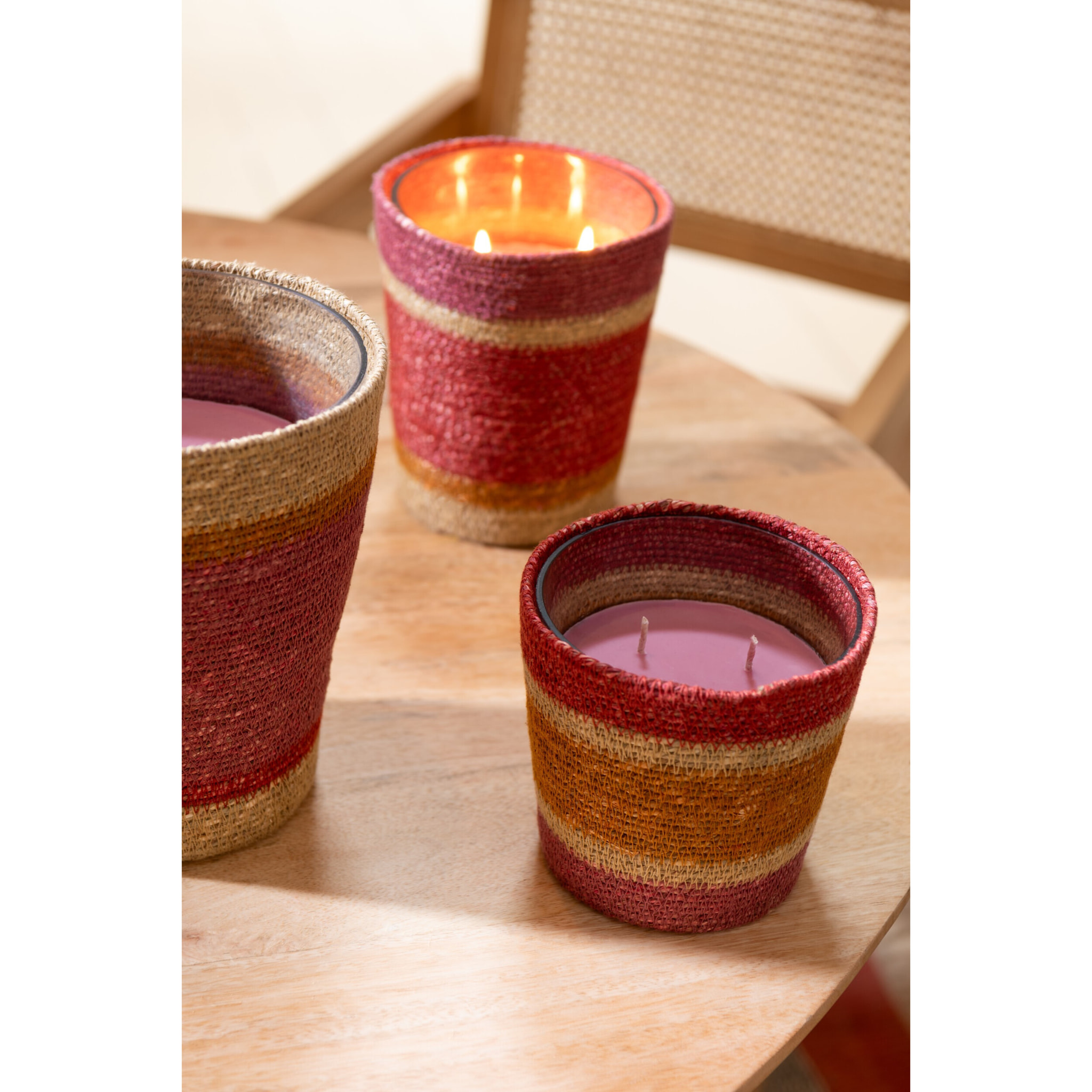 J-Line bougie parfumée Panier - Tender Rose - mix - large - 75H