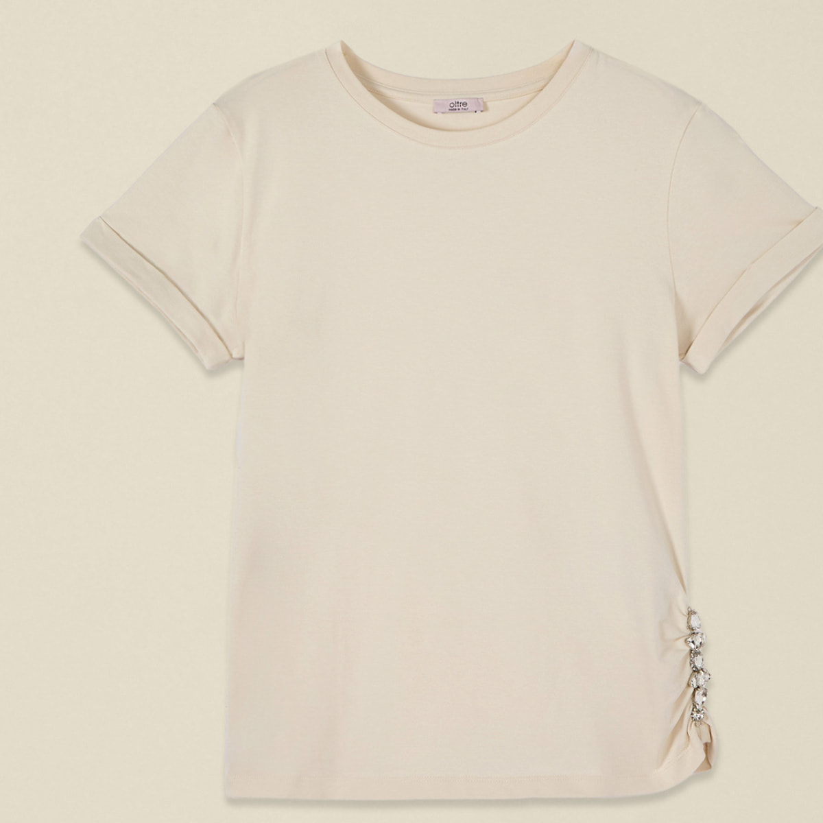 Oltre - Camiseta con detalle joya - Blanco