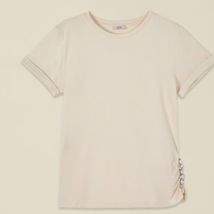 Oltre - Camiseta con detalle joya - Blanco