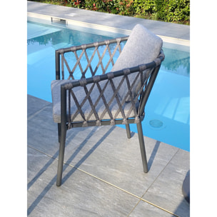 PILAT - Ensemble repas de jardin 6 places en aluminium gris anthracite