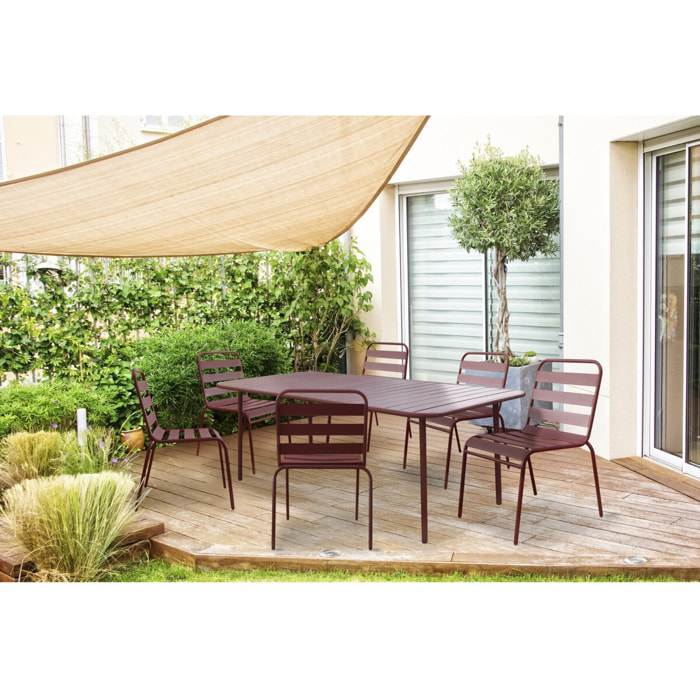 Table jardin en métal "Bilbao" - 180 x 90 x 71 cm - Terracotta