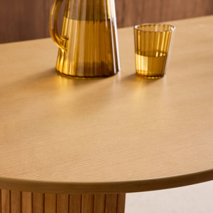 Table à manger oblongue bois d'hévéa et placage chêne 6-8 places ESTEBAN
