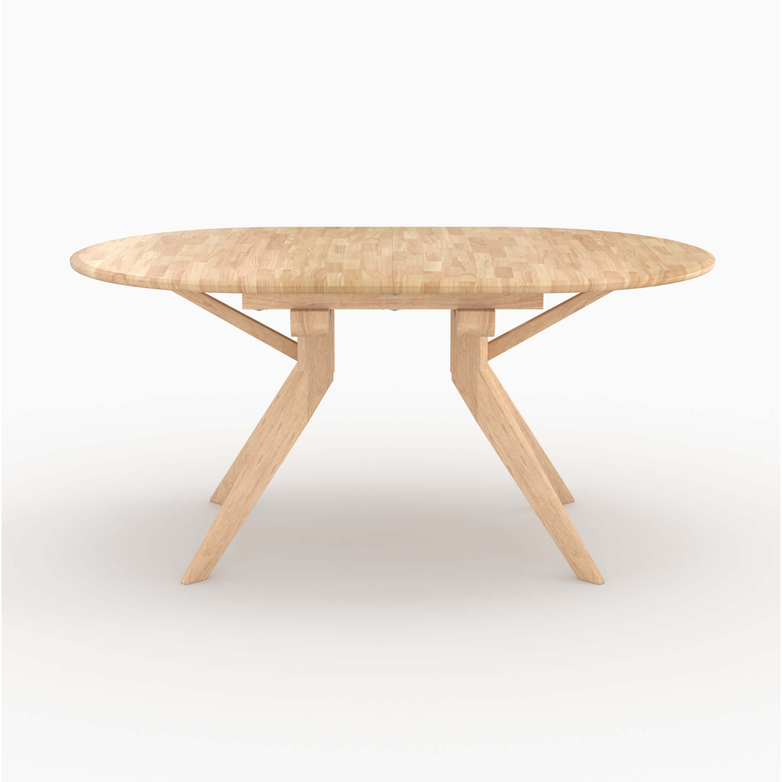 Table extensible en bois d'hévéa massif clair 6 à 10 personnes - Oli